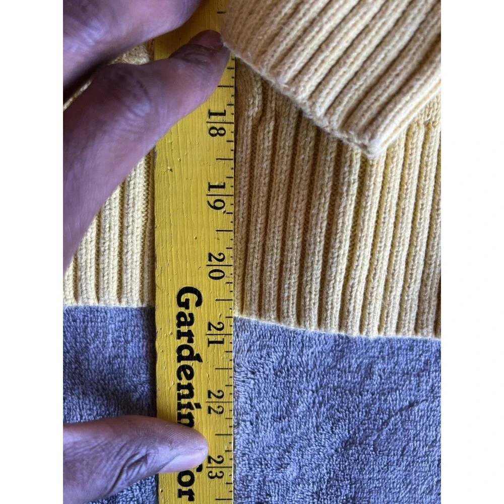Ralph Lauren Yellow Cable Knit Sweater Size L Youth 1/4 Button EUC Ruffle Preppy